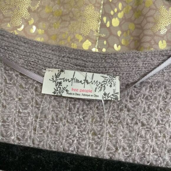 Free People C.O.Z.Y. Long Stretchy Oversized Tunic Sweater Gray Purple M/L NWT - Picture 3 of 10